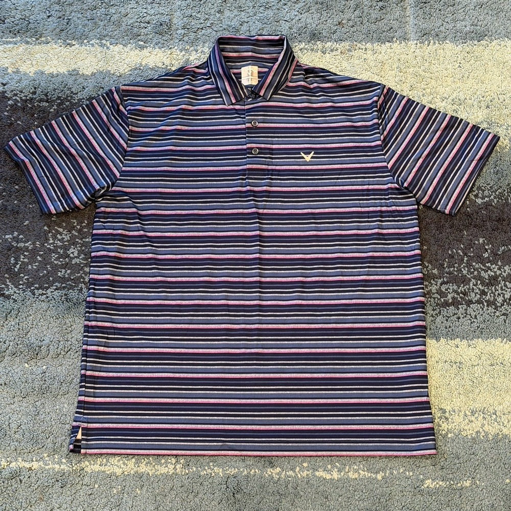 Callaway Opti-Dri Golf Polo Performance Shirt Men's Large Blue Purple Striped